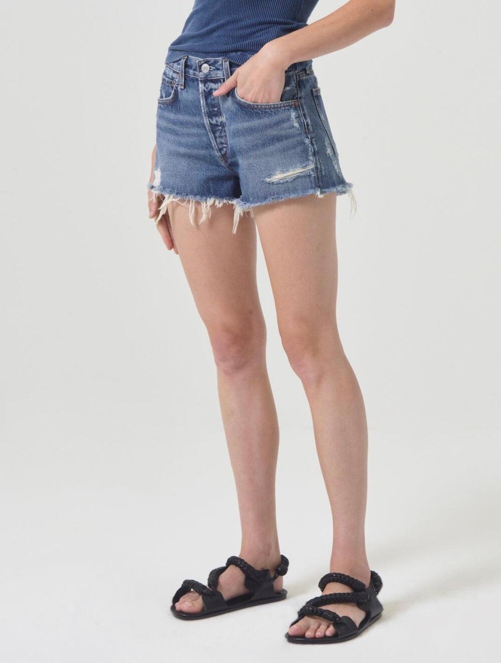 AGOLDE Distressed Denim Cutoff Shorts Blue Size 26